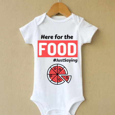 Here for food justsaying Baby Onesies | Knitroot
