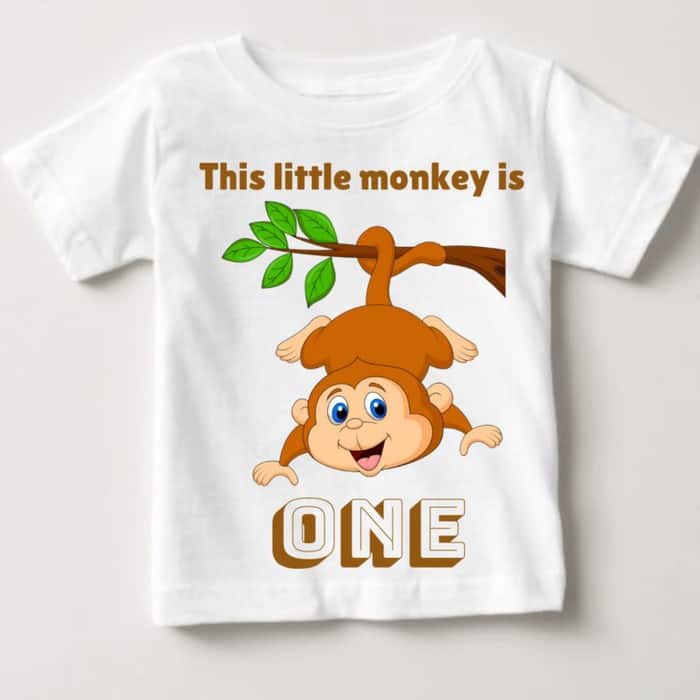 1st Birthday Shirts with Cute Monkey for Toddler Boys Tees