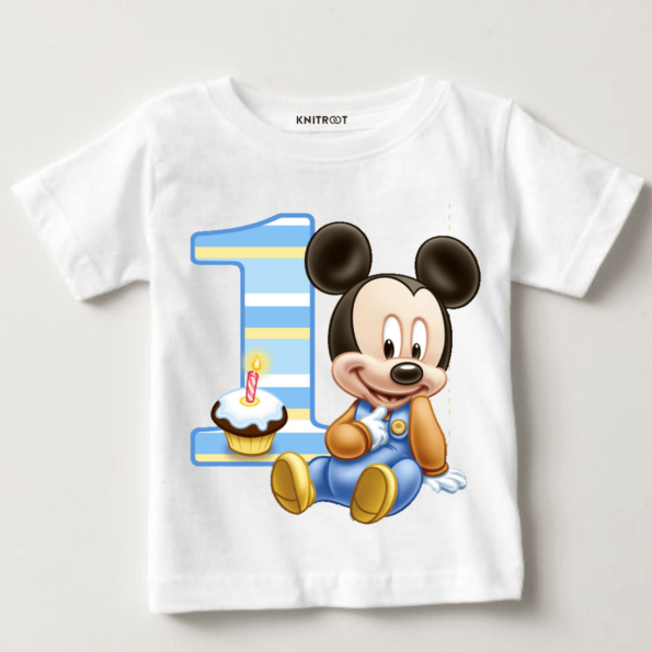 First Birthday Tshirt For Baby Micky Mouse|knitroot