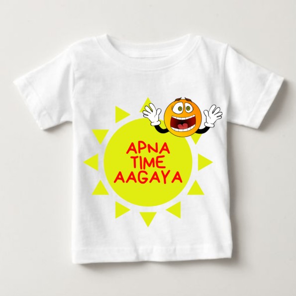 Apna Time Aagaya summer kids T-shirts |knitroot