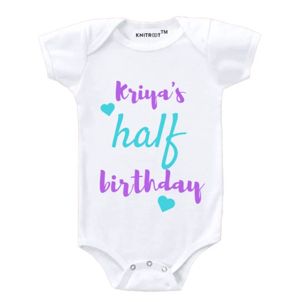 baby birthday girl | half birthday romper | Knitroot