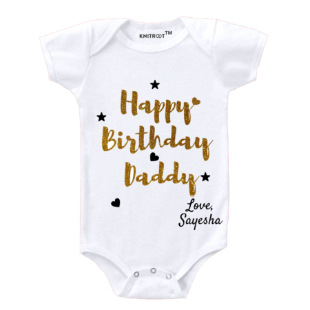 happy birthday daddy | Baby romper | Knitroot