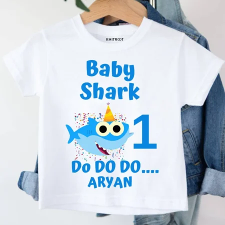 1st birthday shirt with Baby Shark Design