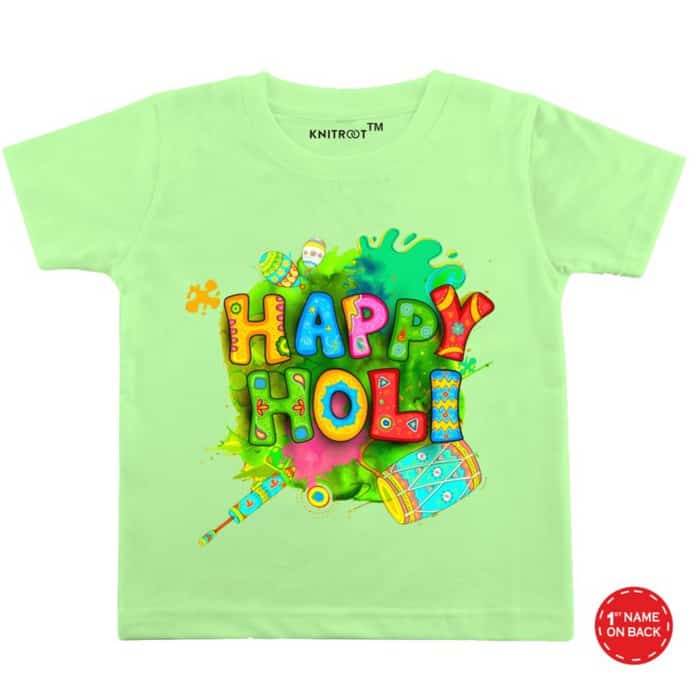 happy holi printed t shirt