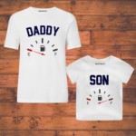 dad&son combo tshirt romper color white