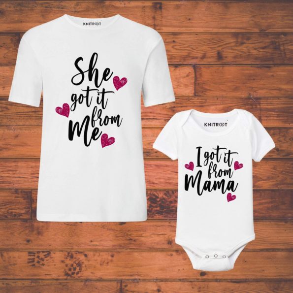 mom and baby girl combo baby romper and t shirt