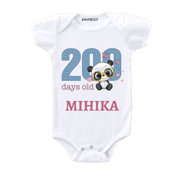 200 days old white romper baby onesie customize