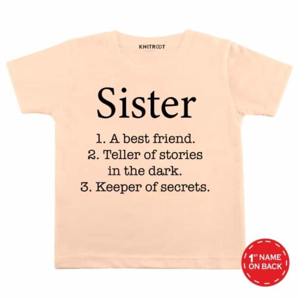 Sister-a-best-friend-peach-color-customize-T-shirts-For-Kids