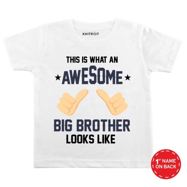 awesome big brother white color customize T-shirts For Kids2