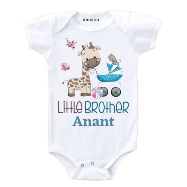 little brother personalized romper for baby boy