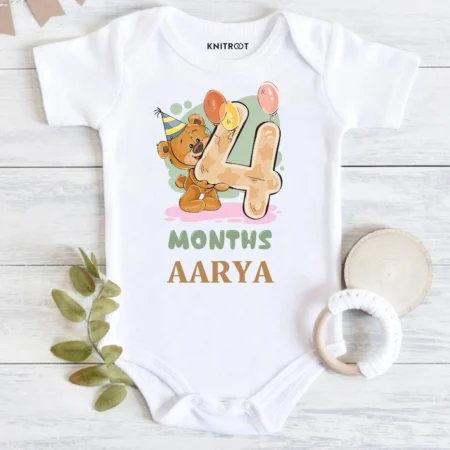 4 Month Teddy Design Newborn Dresses