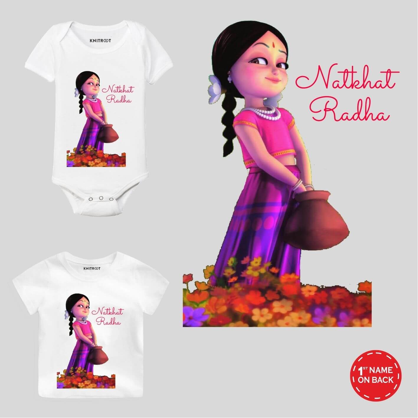 Natkhat Radha Baby Girl T shirt & Romper | Custom Wear | KNITROOT