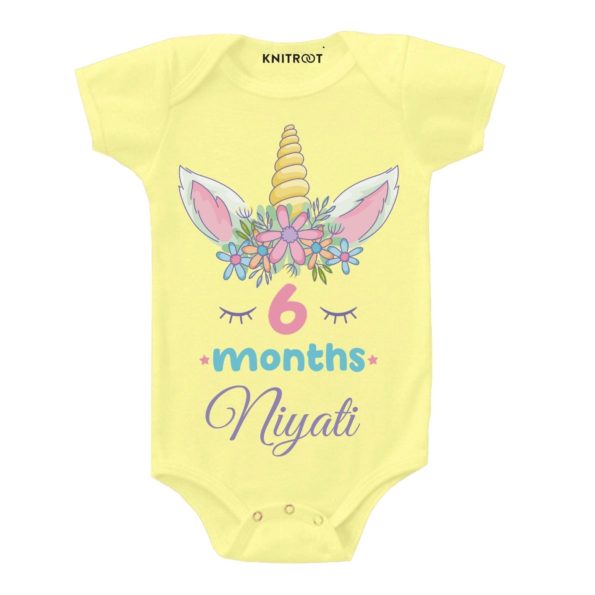 6 Months Unicorn Design Onesie (Yellow)