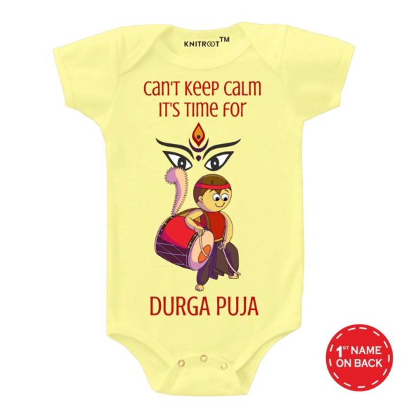 Durga Pooja Outfit for Baby Boy Onesie (Yellow)