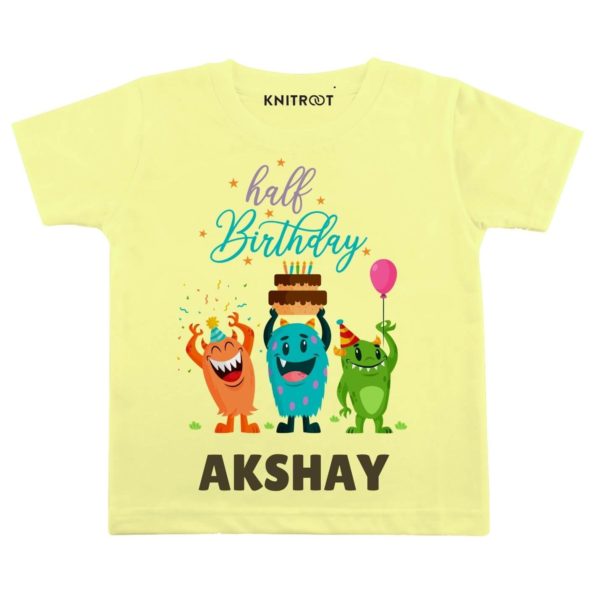 Half Birthday Party Theme T-Shirt (Yellow)