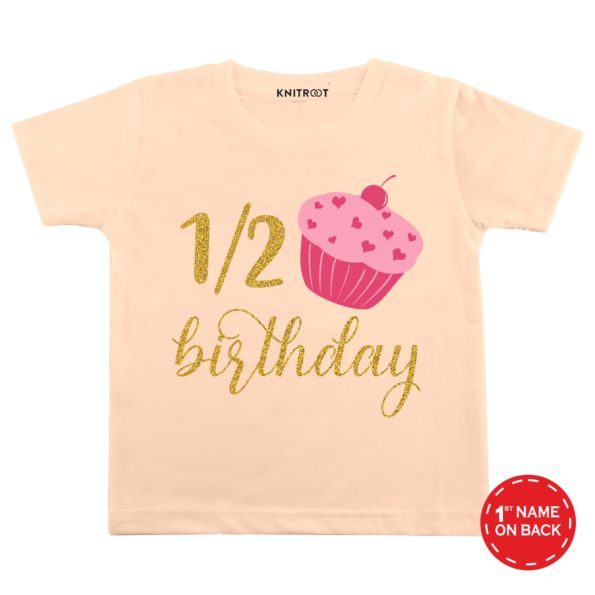 Half Birthday T-Shirt (Peach)