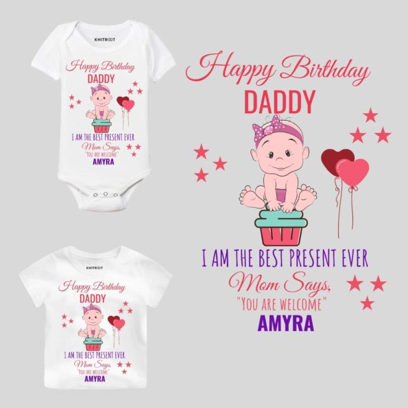 happy birthday daddy t shirt for baby