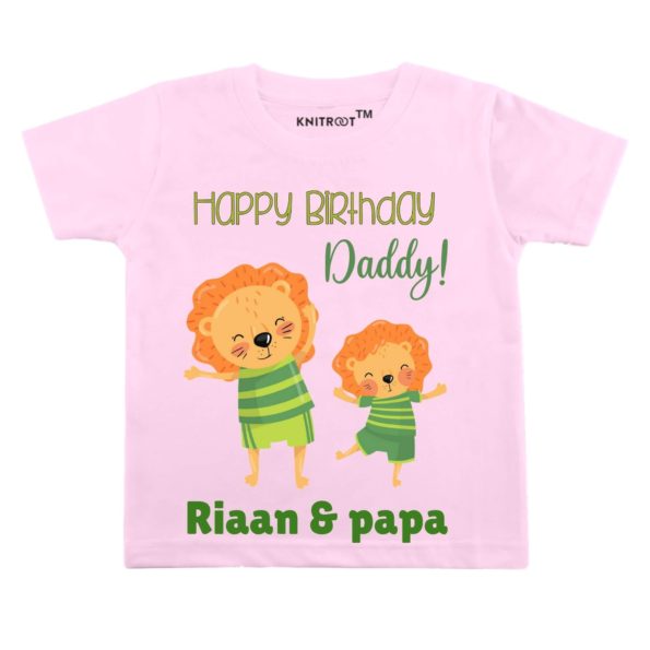 Happy Birthday Daddy! Lion Theme T-Shirt (Pink)