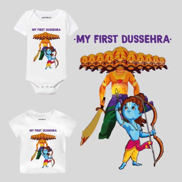 My First Dussehra Design Baby Wear