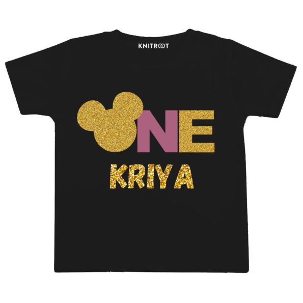 One Month Mickey Glitter Theme T-Shirt (Black)