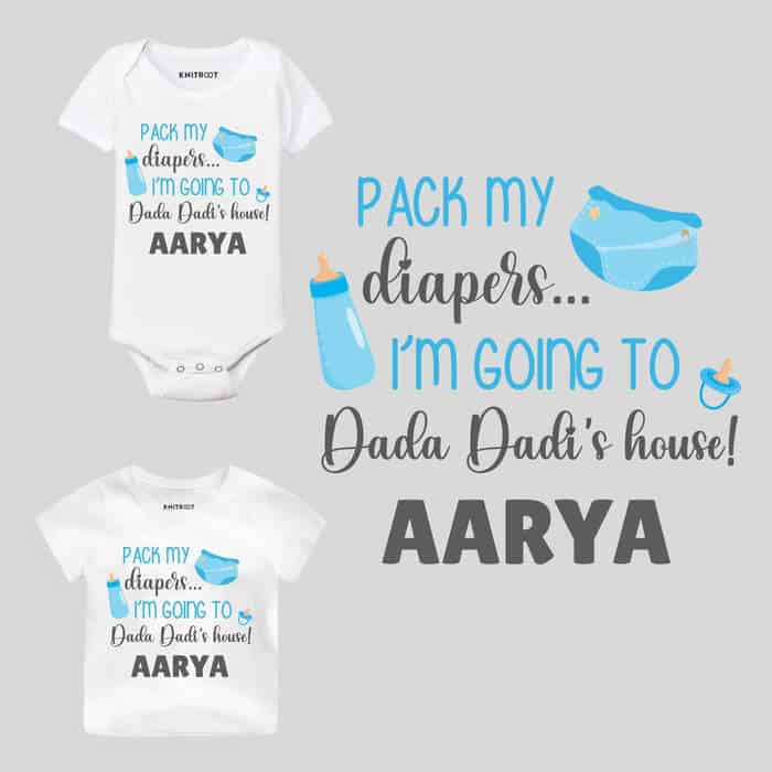 Newborn T shirts & Onesies - Pack My Diapers Print by KNITROOT