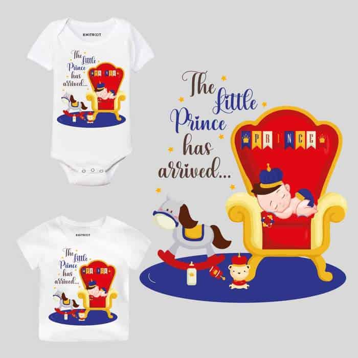 0-3 months Baby Boys Little Prince Print Babies Vest Onesie Baby Grow Newborn-24mths 