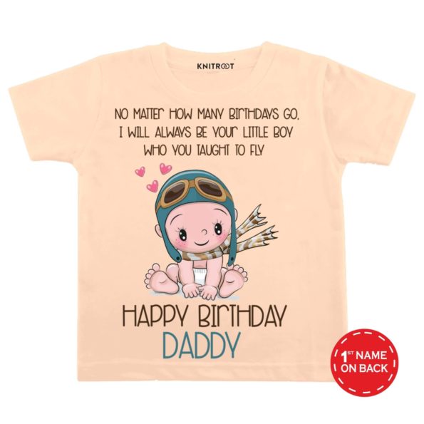 Happy Birthday Daddy Flying Boy T-shirt (Peach)