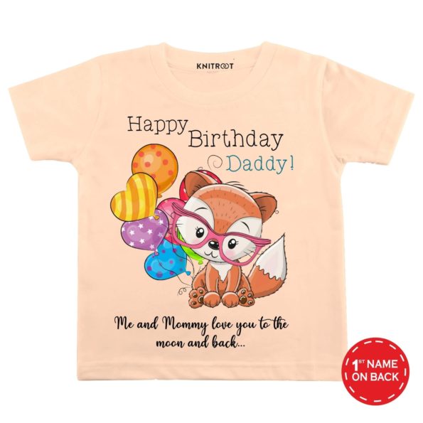 Happy Birthday Daddy! Fox T-shirt (Peach)