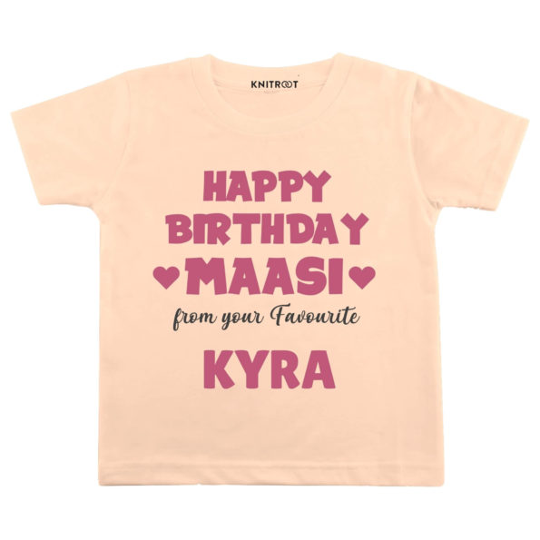 Happy Birthday Maasi From Your Favourite T-shirt (Peach)