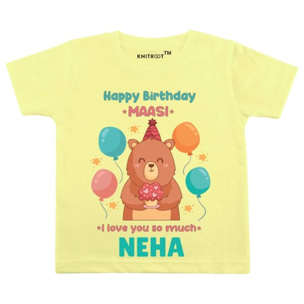 Happy Birthday Maasi I Love You So Much T-shirt (Yellow)