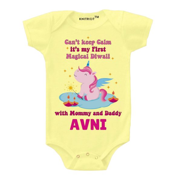 Can’t Keep Calm It’s My First Magical Diwali Onesie (Yellow)