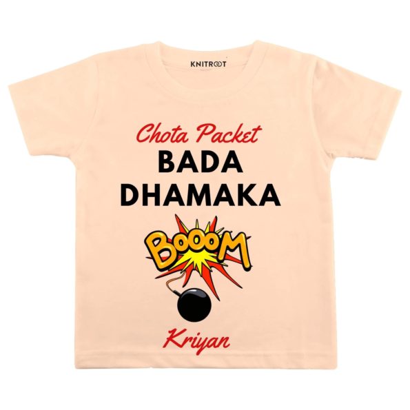 Chota Packet Bada Dhamaka T-shirt (Peach)