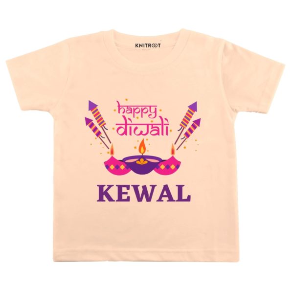 Happy Diwali Design T-shirt (Peach)