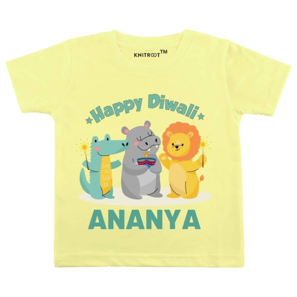 My First Diwali Animals Theme T-shirt (Yellow)
