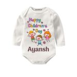 happy children day baby outfit in pink color