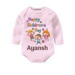 happy children day baby outfit in pink color