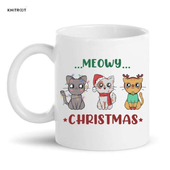 meowy christmas coffee mug