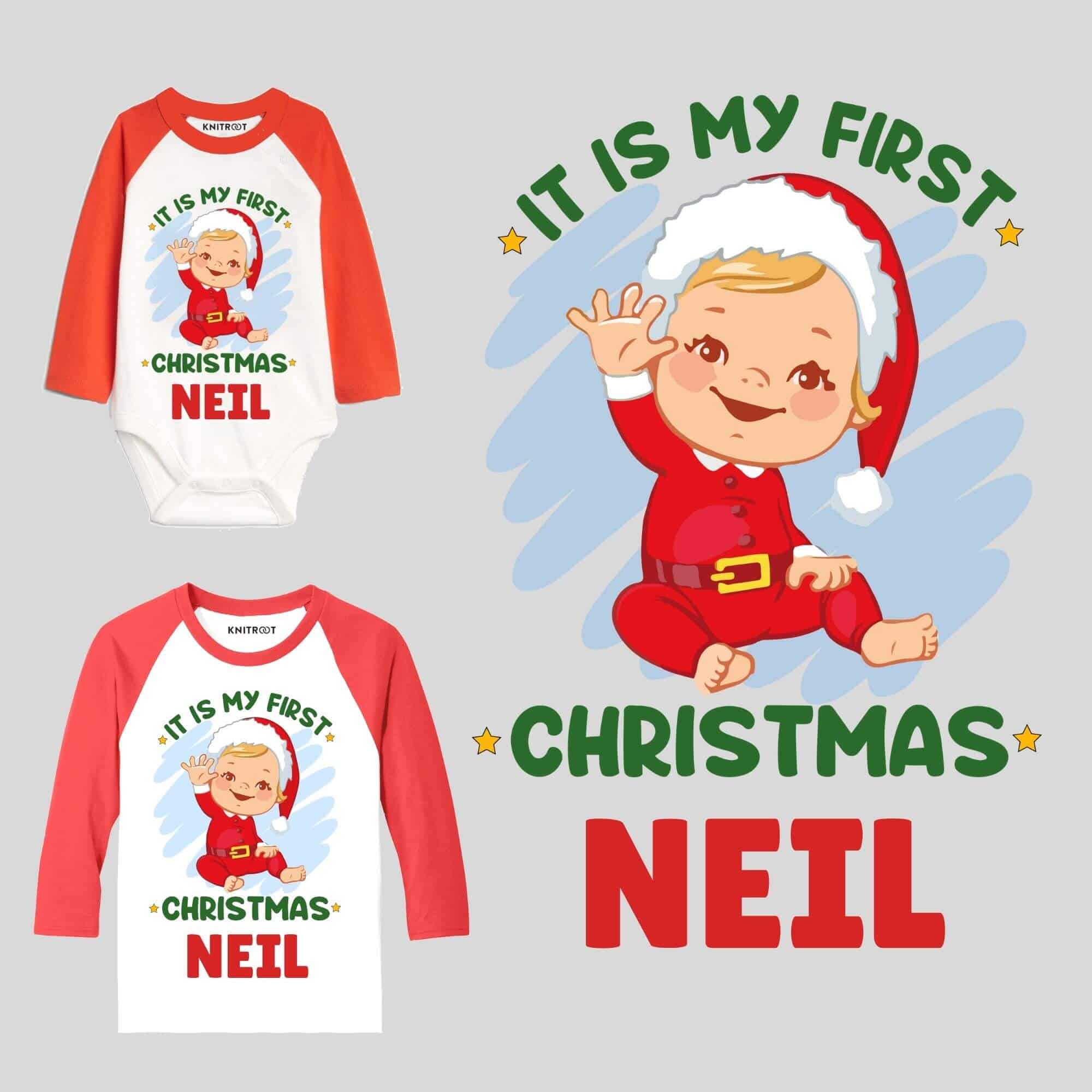 Baby Boy First Christmas Outfit | Personalized Christmas Wear | Knitroot