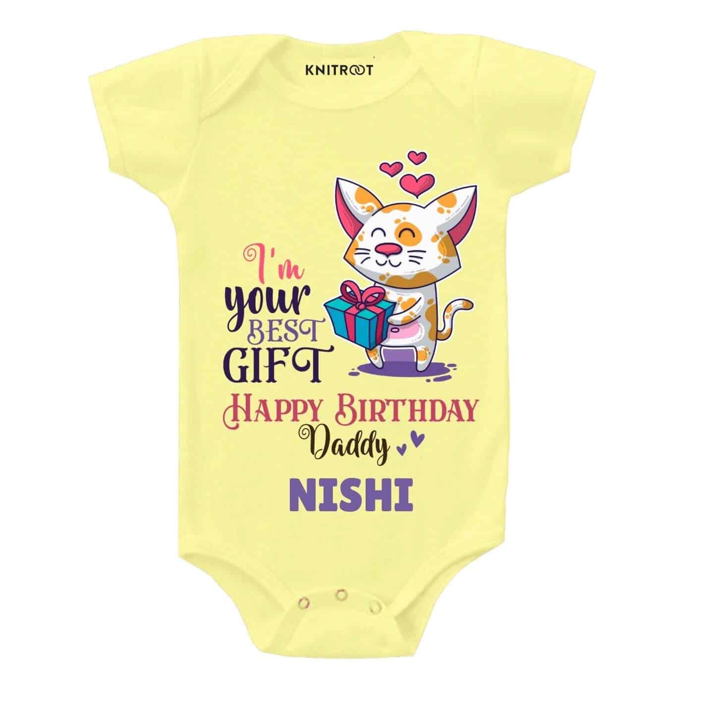 Happy Birthday Daddy Embroidered Baby Vest Gift Dad Father Cute