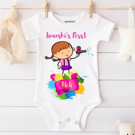 Holi print t shirt for baby girl