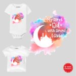 abba ammi my first eid moon white romper tshirt