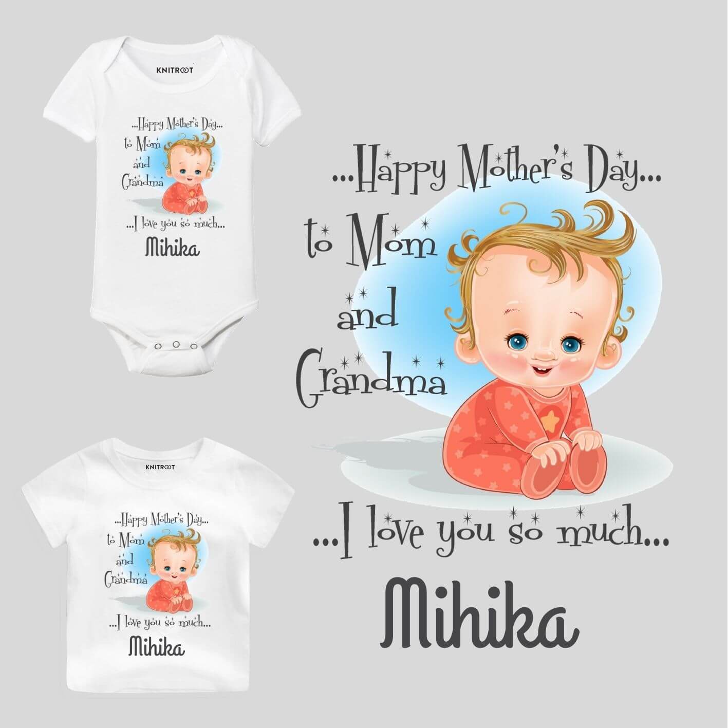 Childs T-Shirt Mum Mothers Personalised Baby Happy First Mother's Day Mummy 