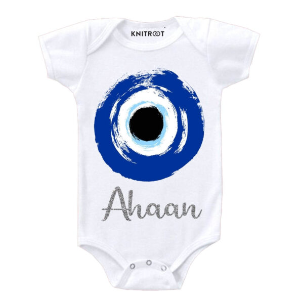 evil eye newborn gliter blue onesie
