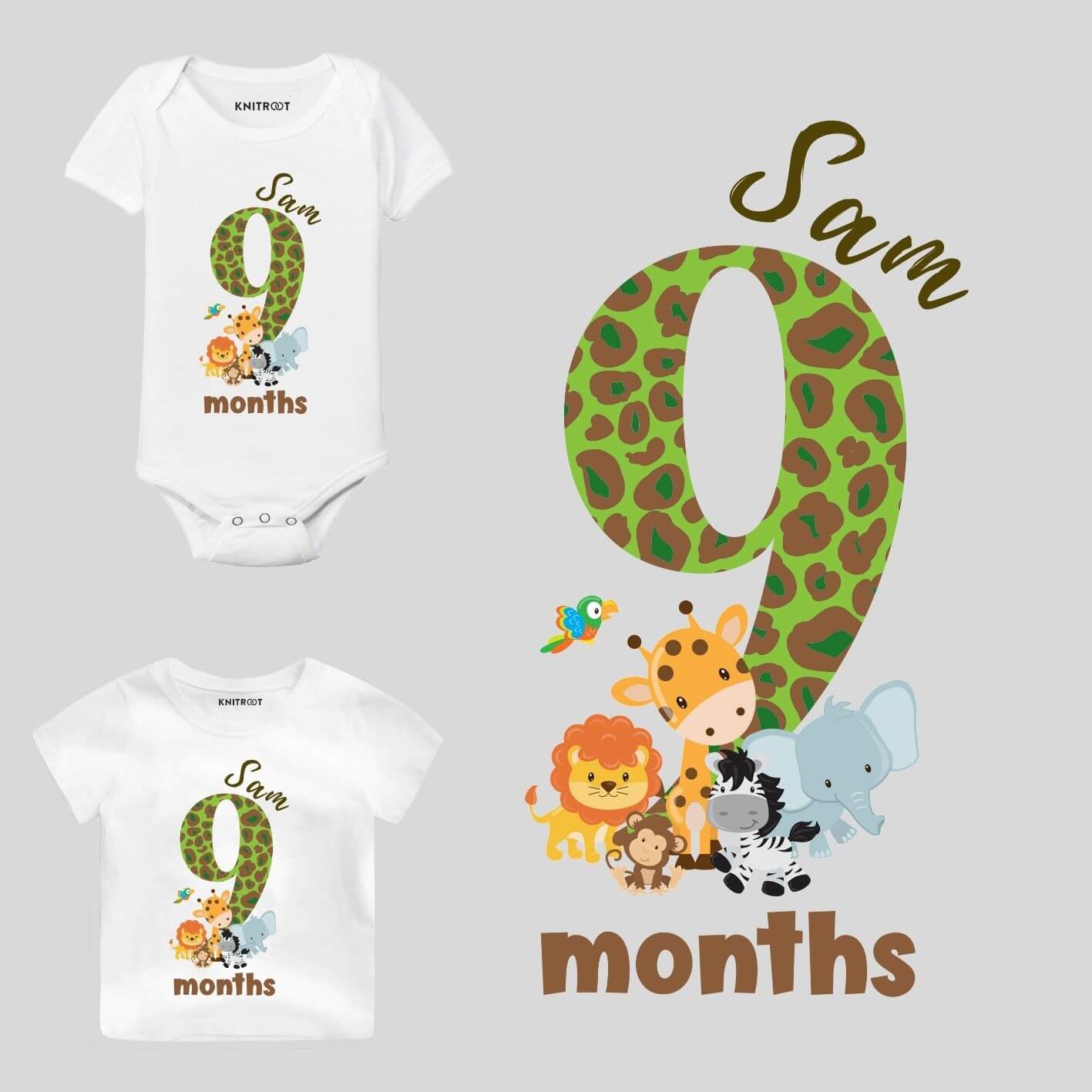 9 Months Baby Birthday Onesie Custom Monthly Birthday Wear