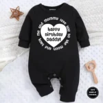 Happy Birthday Daddy Baby Black Jumpsuit