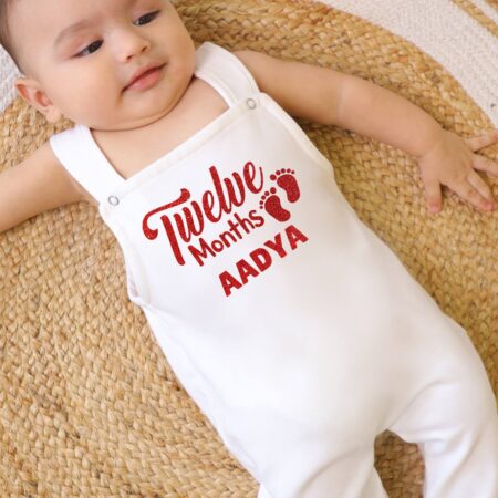 12 Month Customize Name Cute Dungaree