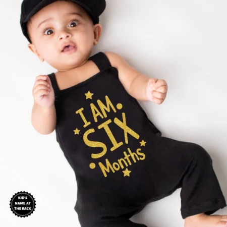 I Am 6 Month Customize Name Dungaree Outfit