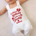 Happy 1st Birthday With Me Daddy Dungaree Outfit