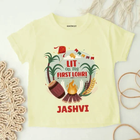 Lit On My First Holi Onesie & Tshirt Outfit For Kids