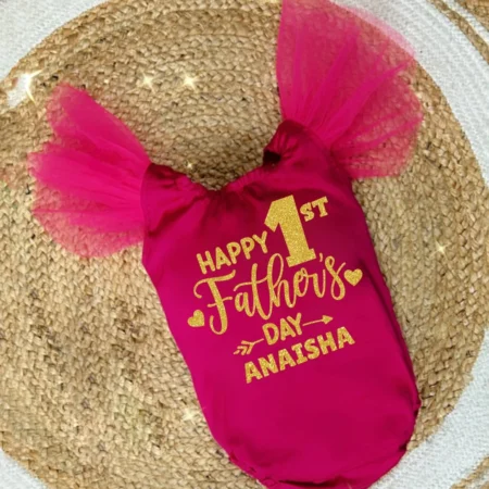 Happy 1st Father's Day Onesie With Net Frills Sleeves